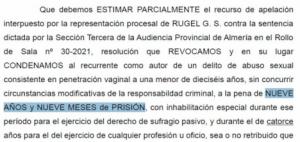 9 meses menos para el violador de una menor por la Ley Solo sí es Sí