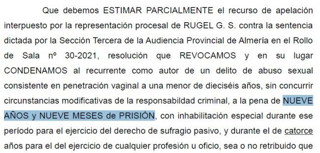 9 meses menos para el violador de una menor por la Ley Solo sí es Sí