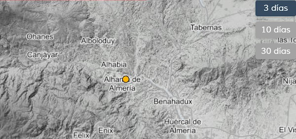 Sismo de magnitud 2.7 se siente en Alhama de Almería