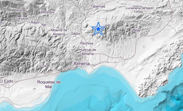 Seísmo de magnitud 2,9 con epicentro al noreste de Pechina