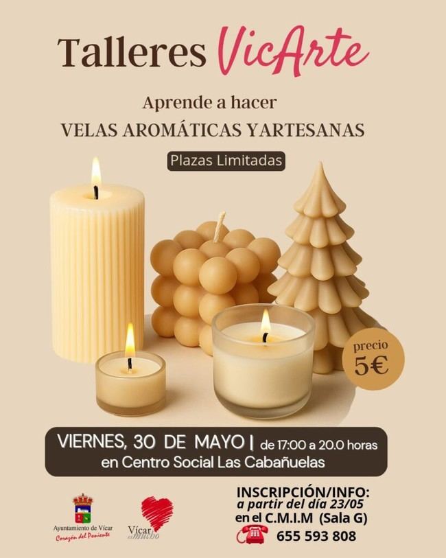 Taller de velas aromáticas en VicArte el 30 de mayo