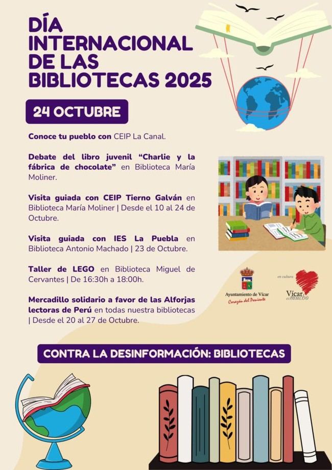 Vícar conmemora el Día de las Bibliotecas con actividades contra la desinformación