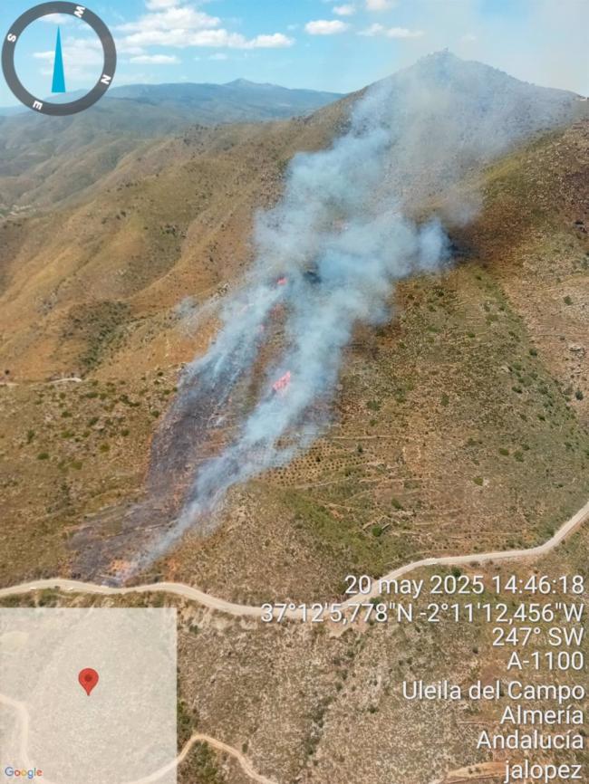 Incendio en Uleila del Campo estabilizado por el Plan Infoca