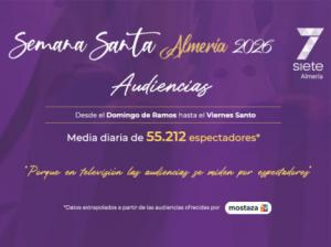 Más de 55.000 espectadores diarios ha tenido la Semana Santa en 7TV Almería